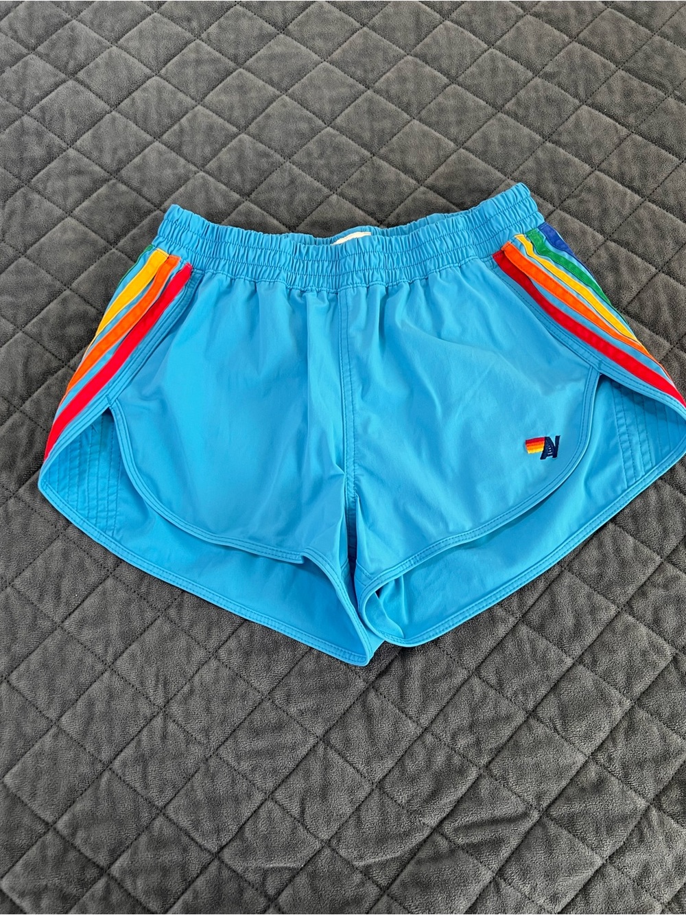 Aviator Nation 5 Stripe Flex Board Shorts Rainbow Women’s Small MSRP $168 B13